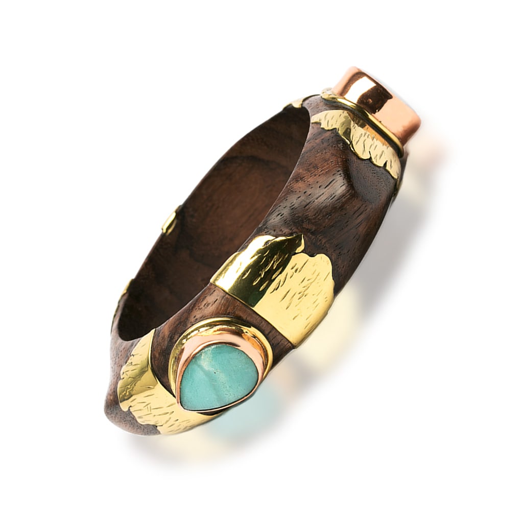 Agate, Cooper Brass, Wood Bracelet  | Mother | Yakubu Design | 1